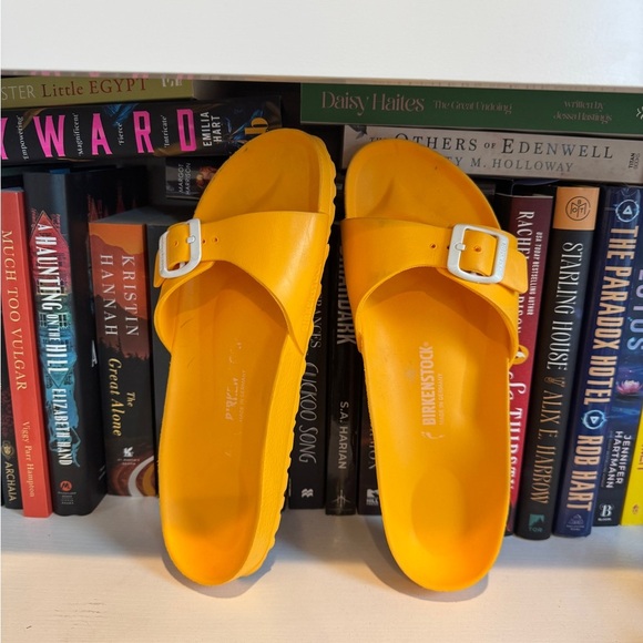 Shoes - Birkenstock mustard yellow waterproof lightweight slip on slide sandals shoes